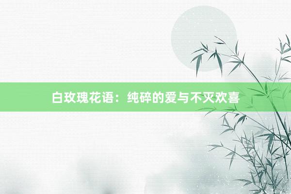 白玫瑰花语：纯碎的爱与不灭欢喜